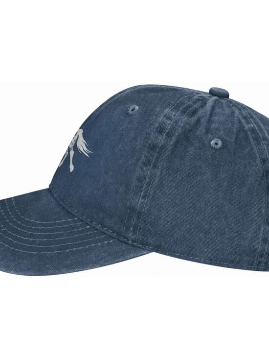 Women\'s Floral and Horse Hat Adjustable Washed Vintage Baseball Cap Navy main image 4